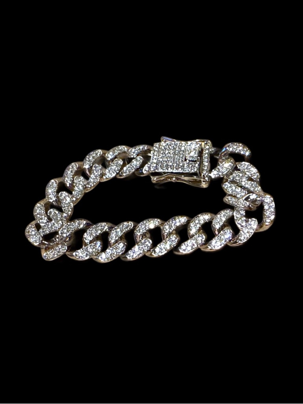 Ice Out Miami Cuban Link Diamond Bracelet - Silver Tone